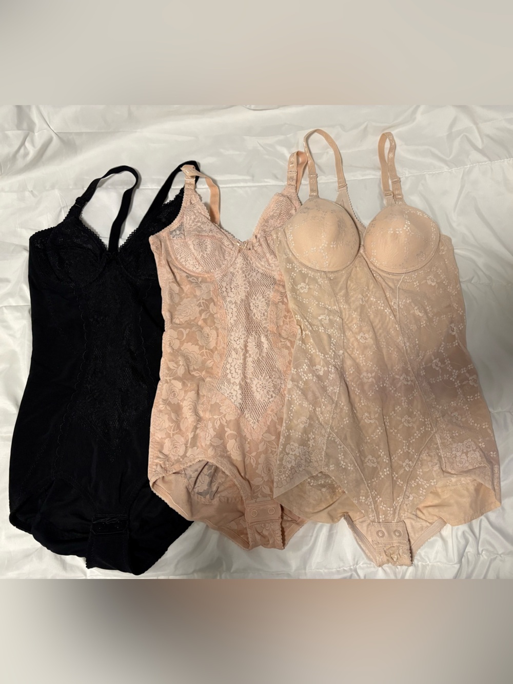 Bundle of 3 Lace Bodysuit Shapewear - 1 Black & 2 Nude - mixed brands